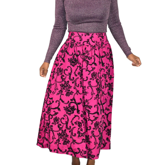 Vintage Scott McClintock Damask Skirt Purple Magenta Taffeta Crinoline Maxi 4 - Picture 12 of 16